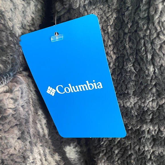 Columbia Charcoal and Black Patterned Fleece Jacket women’s large - Picture 3 of 7